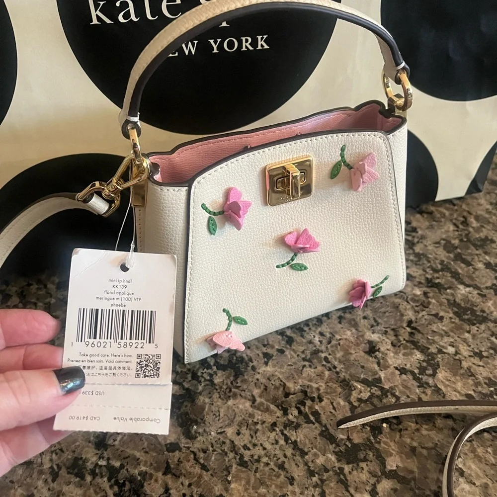 Kate Spade White and Pink Floral Handbag - Picture 2 of 4